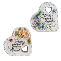 Cement Heart Memorial Stone with Cut Out 4.6 inch