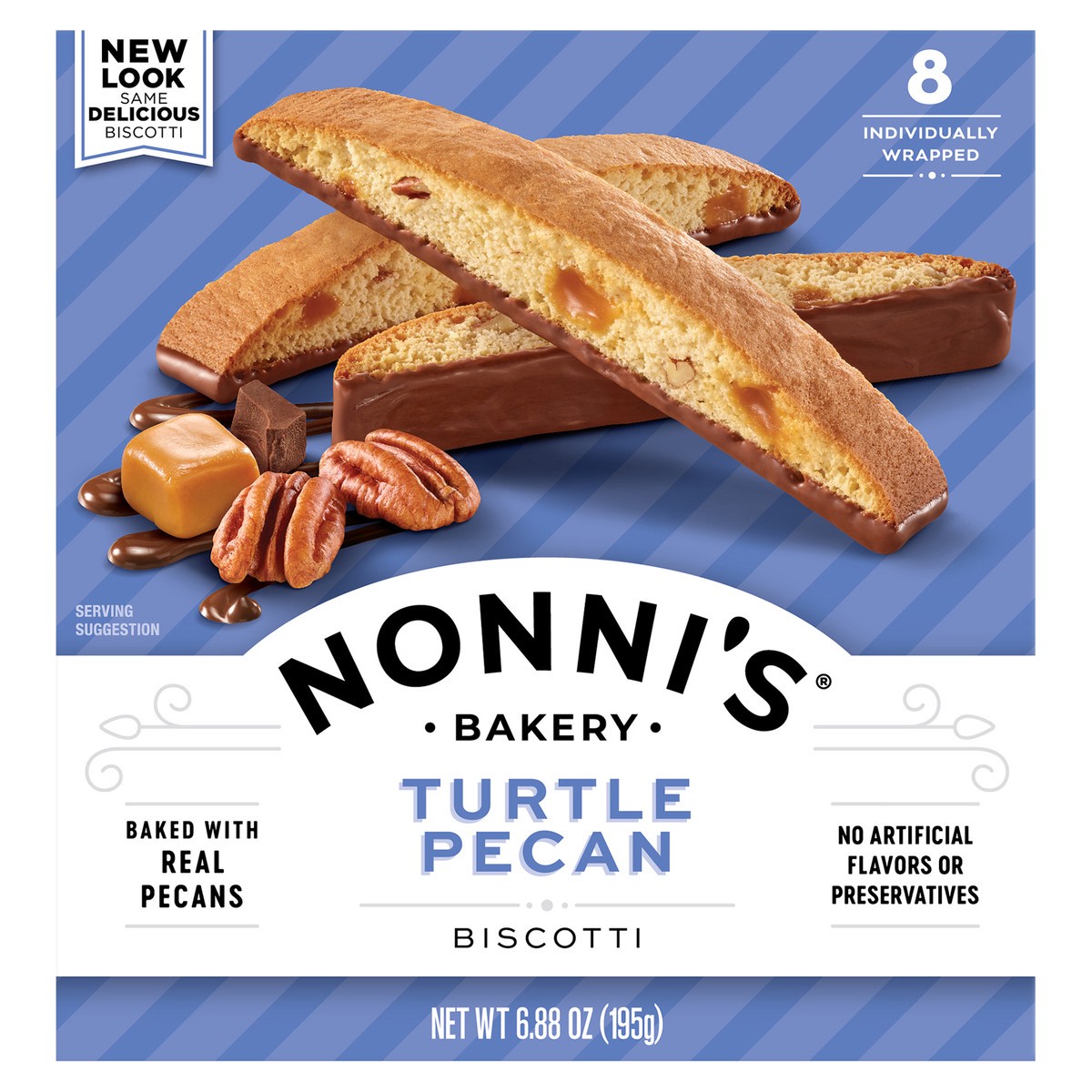 slide 1 of 8, Nonni's Turtle Pecan Biscotti, 6.88 oz