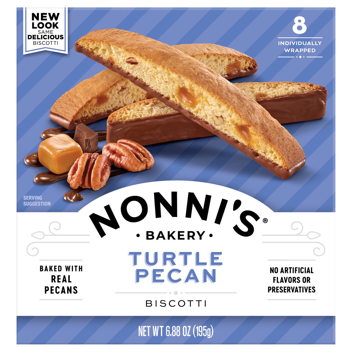 slide 1 of 8, Nonni's Nonni''s Turtle Pecan Biscotti, 8-count carton 6.88 oz, 8 ct