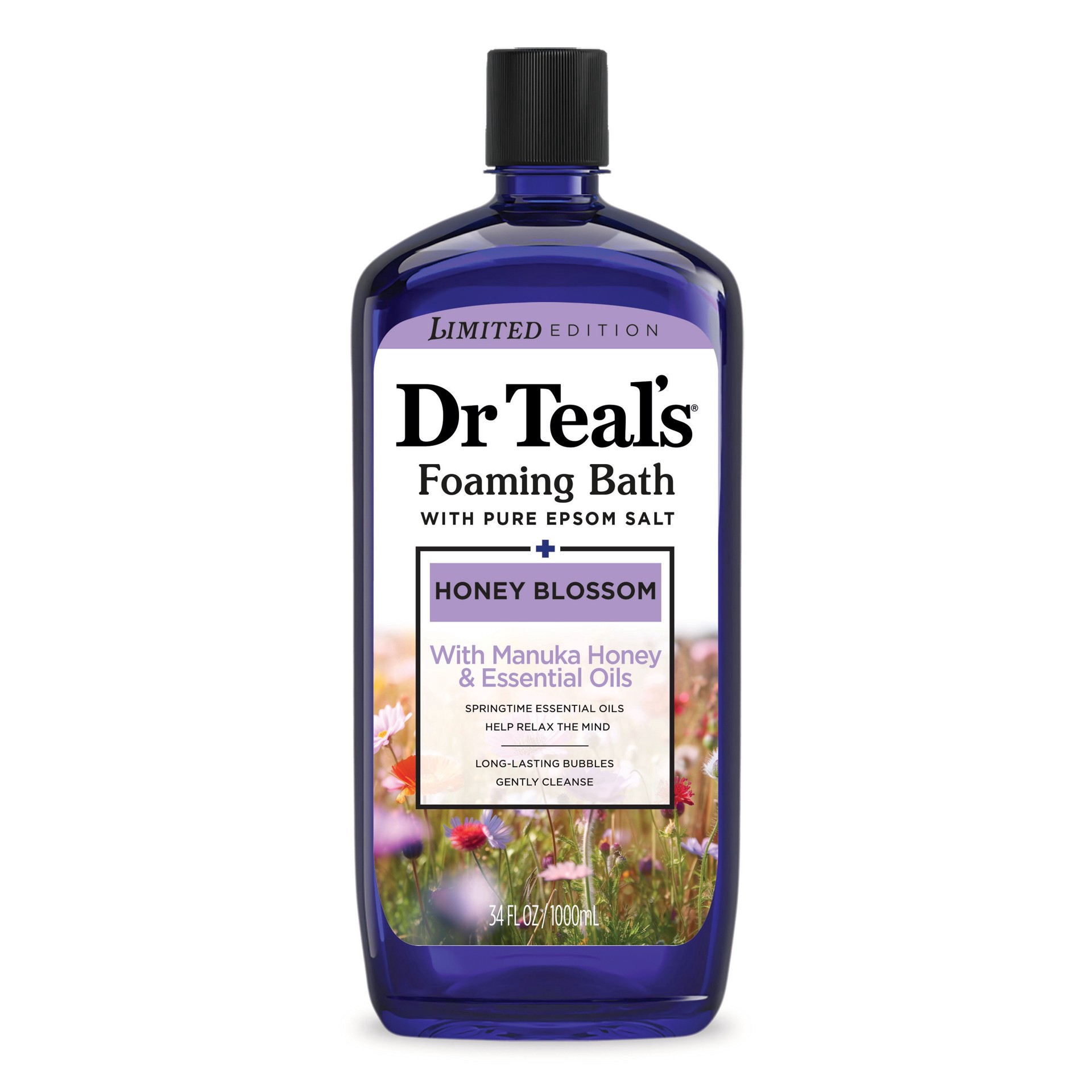 slide 1 of 1, Dr. Teal's Dr Teal's Foaming Bath Pure Epsom Salt - Honey Blossom, 34 oz