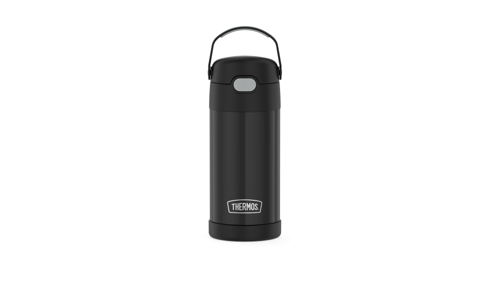 slide 1 of 1, Thermos Funtainer Stainless Steel Bottle - Black, 12 oz