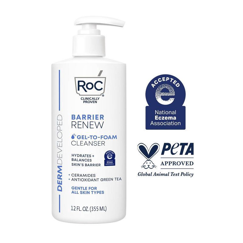 slide 11 of 13, RoC Barrier Renew Gel-to-Foam Cleanser 12 fl oz, 12 oz