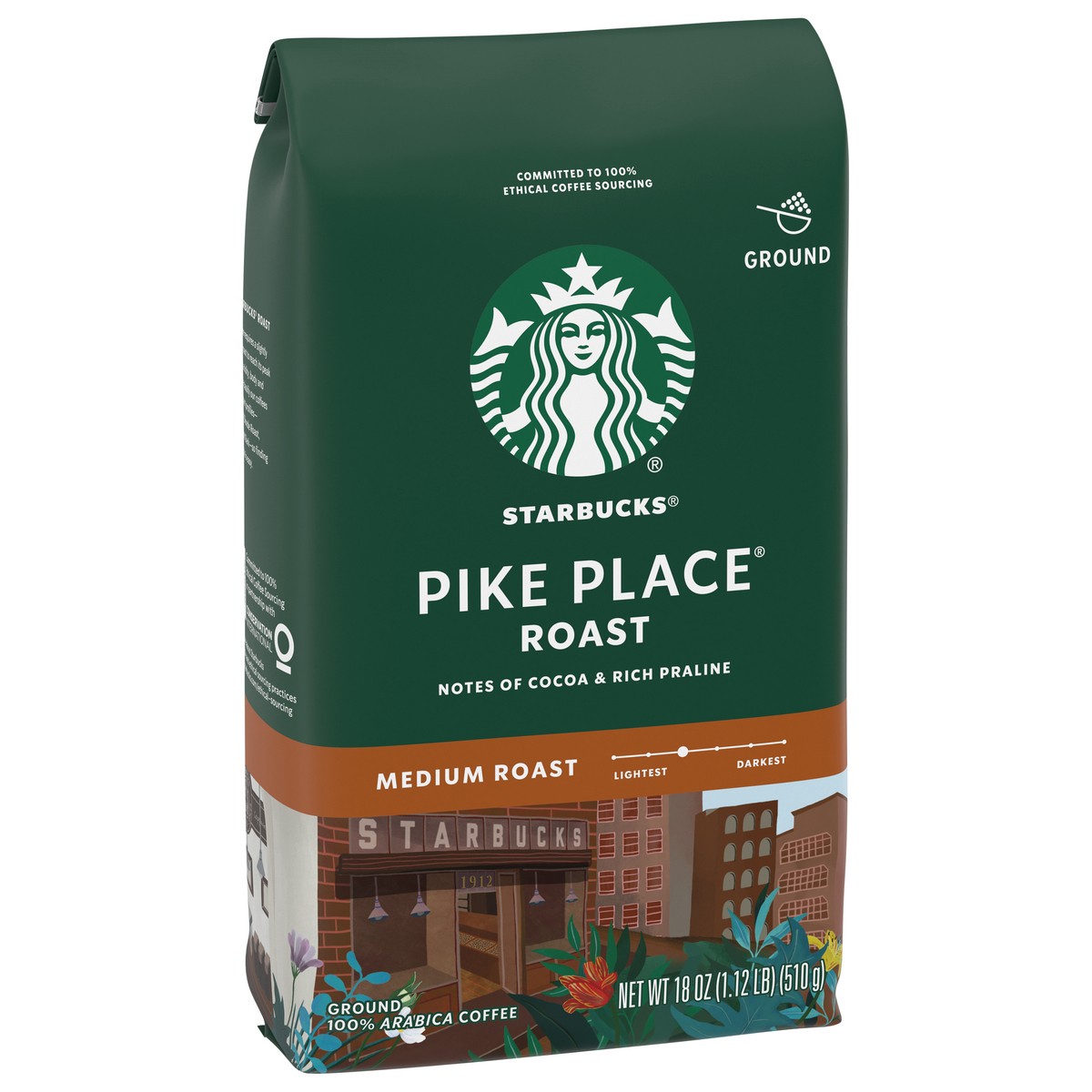 slide 5 of 9, Starbucks Ground Coffee—Medium Roast Coffee—Pike Place Roast—100% Arabica—1 bag (18 oz), 18 oz