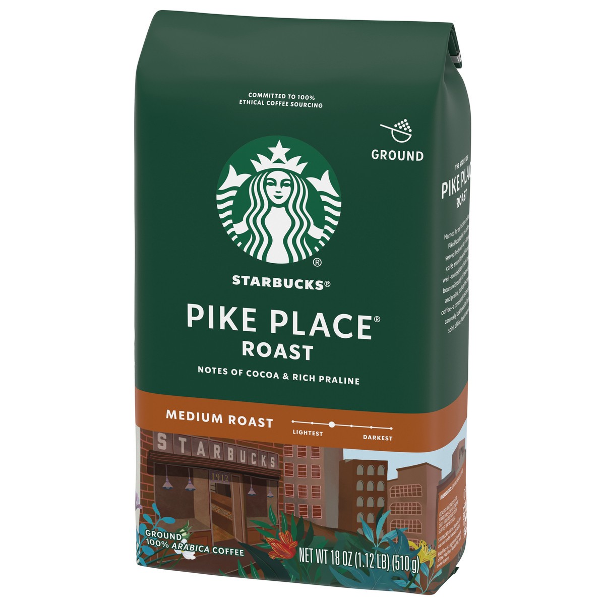 slide 6 of 9, Starbucks Ground Coffee—Medium Roast Coffee—Pike Place Roast—100% Arabica—1 bag (18 oz), 18 oz