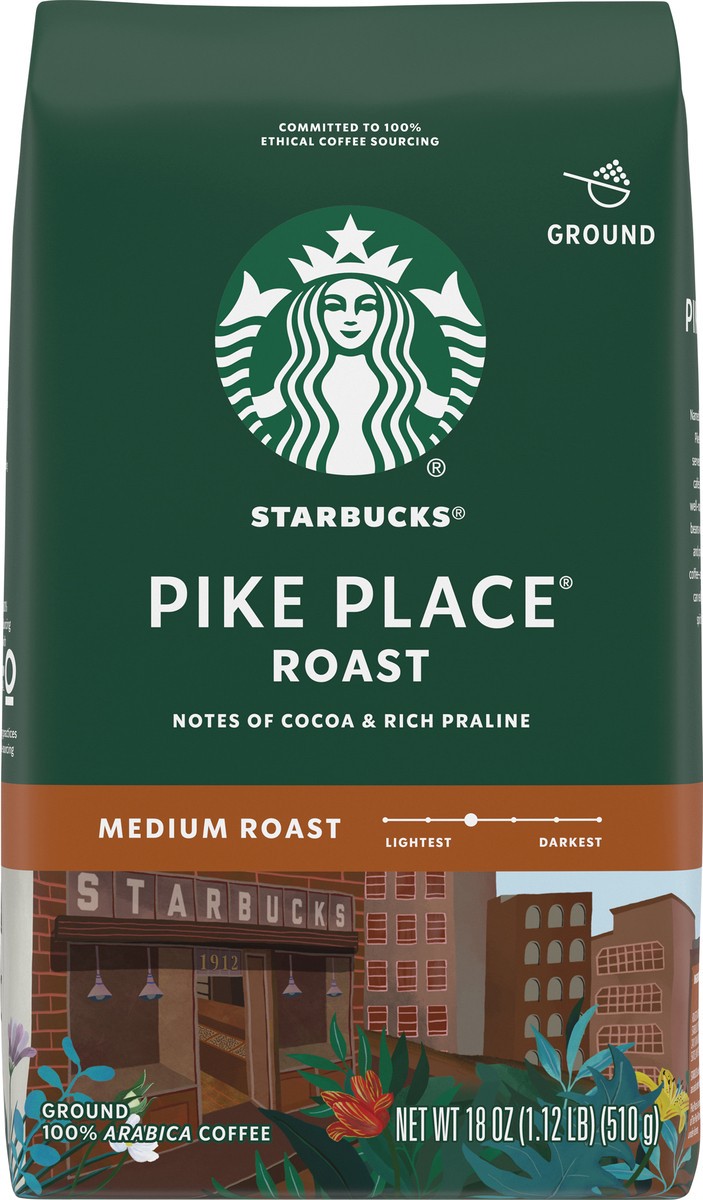 slide 8 of 9, Starbucks Ground Coffee—Medium Roast Coffee—Pike Place Roast—100% Arabica—1 bag (18 oz), 18 oz