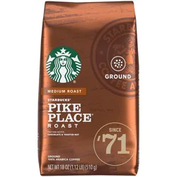 Starbucks Ground Coffee, Medium Roast Hot or Iced Coffee, Pike Place Roast, 18 oz