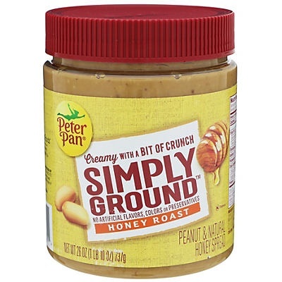 slide 1 of 1, Peter Pan Simply Ground Honey Roast Peanut Butter, 26 oz