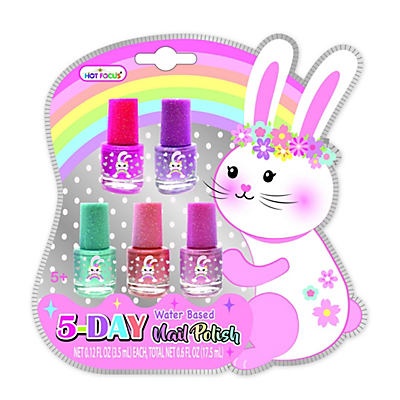 slide 1 of 1, Hot Focus Assorted Water Based Glitter Easter Nail Polish, 5 ct