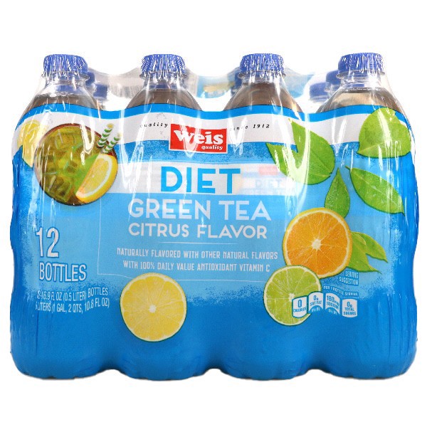 slide 1 of 1, Weis Quality Diet Citrus Flavor 12 Pack Green Tea, 202.8 fl oz