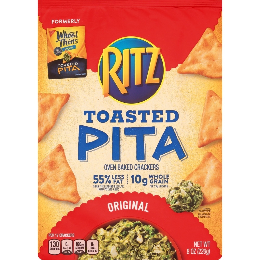 slide 1 of 8, RITZ Original Toasted Pita Crackers, 8 oz