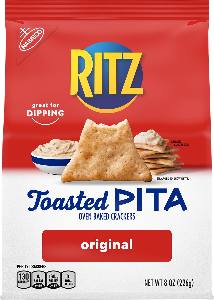 slide 6 of 9, RITZ Toasted Chips Pita Crackers Original, 8 oz, 8 oz