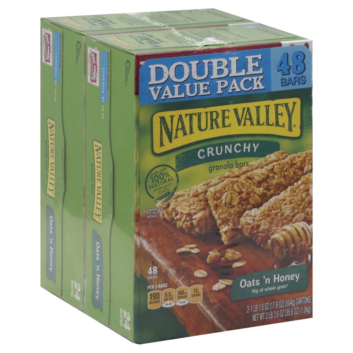 slide 1 of 4, Nature Valley Granola Bars Crunchy Oats n Honey Double Value Pack, 2 ct; 17.8 oz