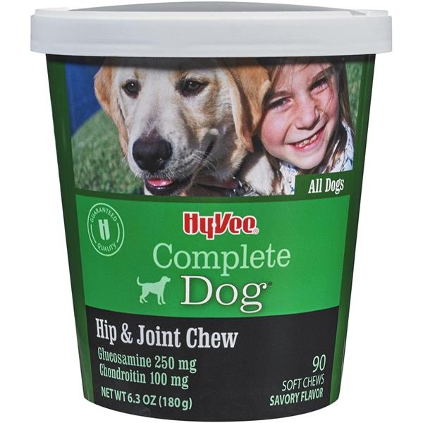 slide 1 of 1, Hy-Vee Complete Dog Hip & Joint Chew Savory Flavor Dog Treats, 90 ct; 6.3 oz