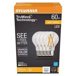 Sylvania TruWave LED 60 Watt A19 Soft White Clear Light Bulbs