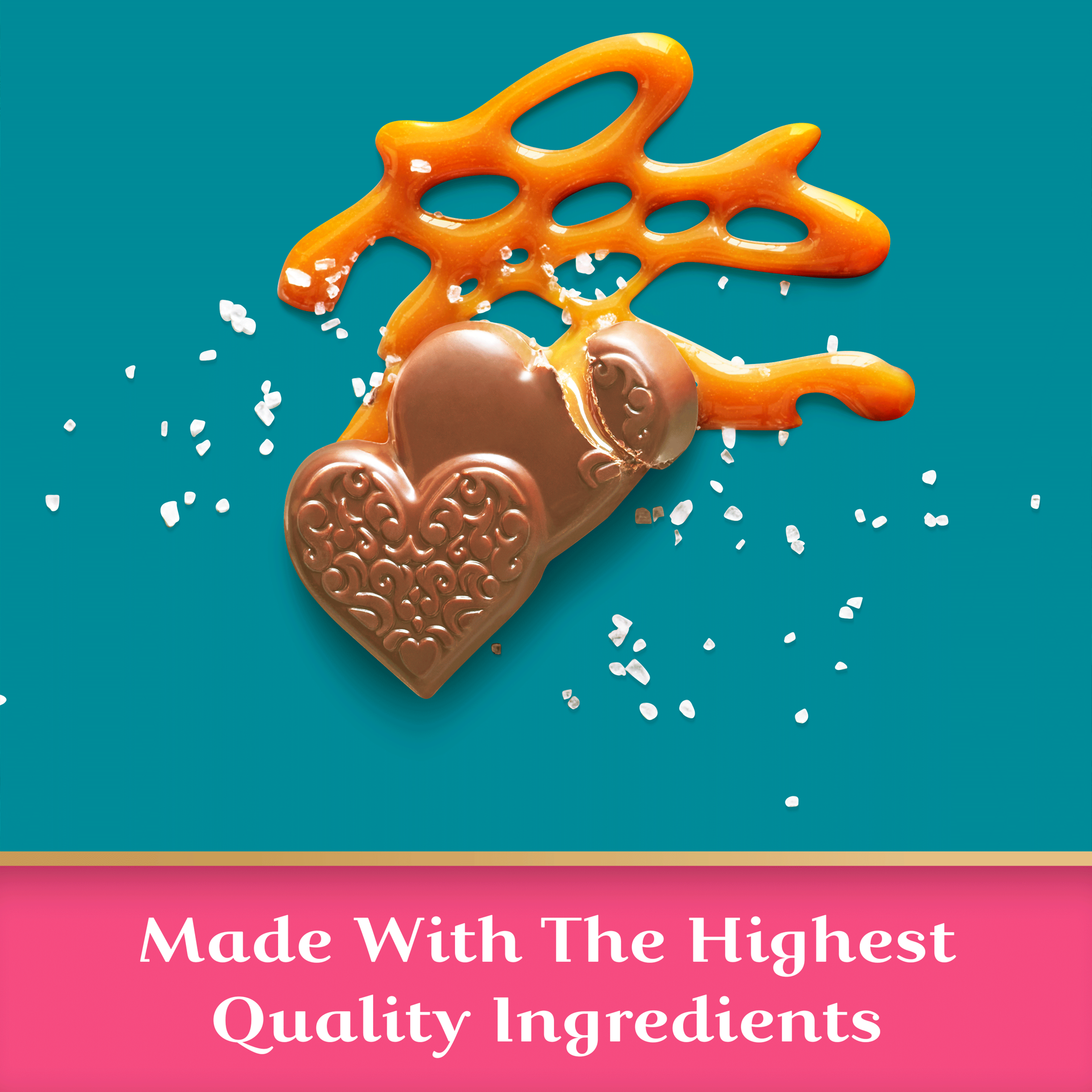 slide 3 of 5, GHIRARDELLI Sea Salt Caramel Milk Chocolate Hearts , 4.1 oz Bag, 4.1 oz