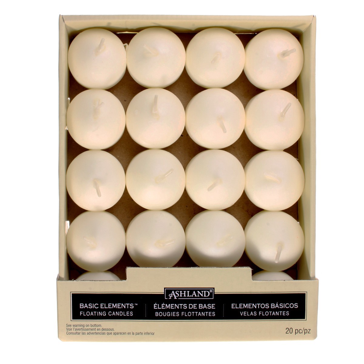 slide 4 of 5, Ivory Floater Candle By Ashland, includes 20 candles
