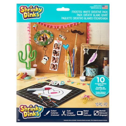 slide 1 of 4, K&b Innovations Shrinky Dinks Frosted White Creative Pack, 8 in x 10 in
