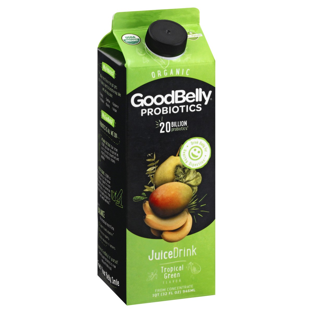 slide 11 of 12, Goodbelly Tropical Green Probiotic Fruit Drink - 32 fl oz, 32 fl oz