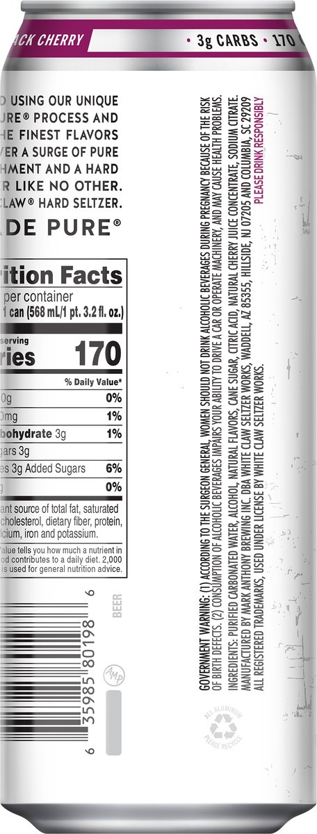 slide 6 of 6, White Claw Black Cherry 19.2oz Can, 19.2 fl oz