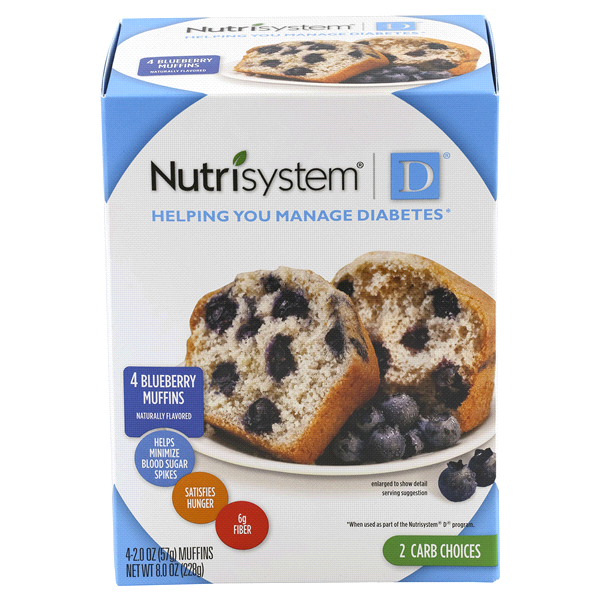 slide 1 of 1, Nutrisystem Diabetic Breakfast Blueberry Muffin, 4 ct