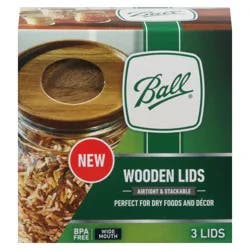 Ball Wide Mouth Wooden Lids 3 ea