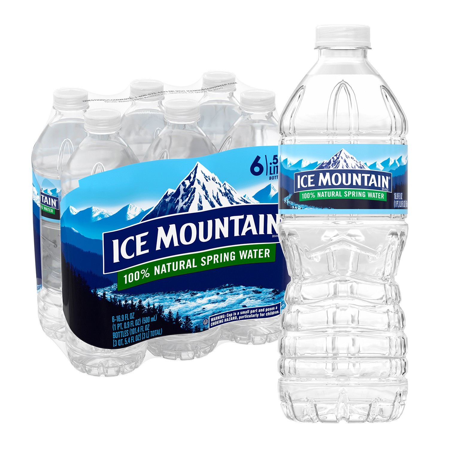 slide 3 of 5, ICE MOUNTAIN Brand 100% Natural Spring Water, 16.9-ounce plastic bottles (Pack of 6), 16.9 fl oz