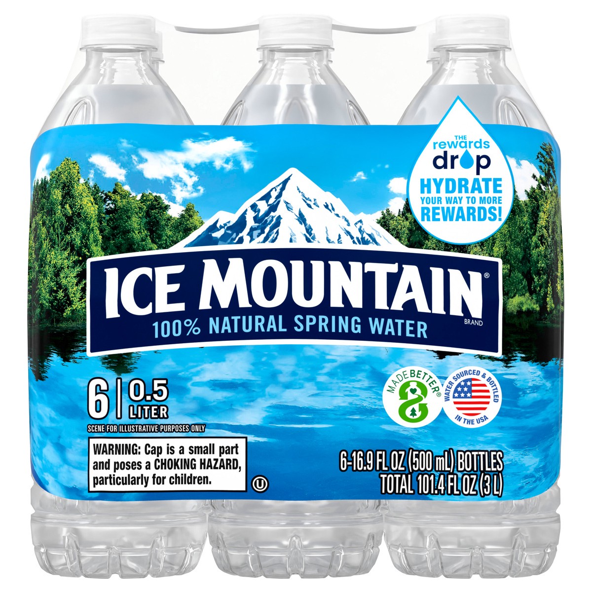 slide 1 of 5, ICE MOUNTAIN Brand 100% Natural Spring Water, 16.9-ounce plastic bottles (Pack of 6), 16.9 fl oz