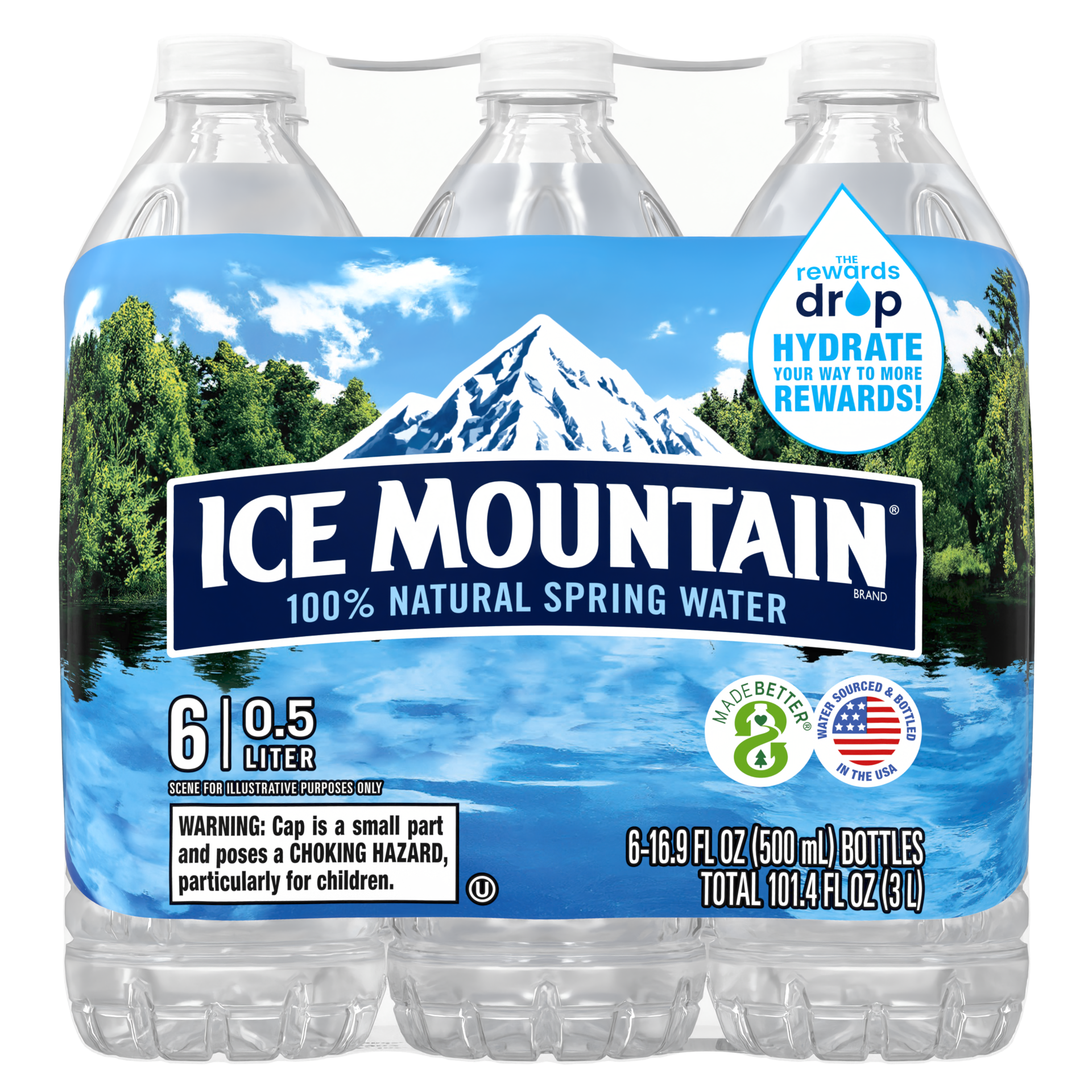 slide 1 of 5, ICE MOUNTAIN Brand 100% Natural Spring Water, (Pack of 6) - 16.9 fl oz, 16.9 fl oz