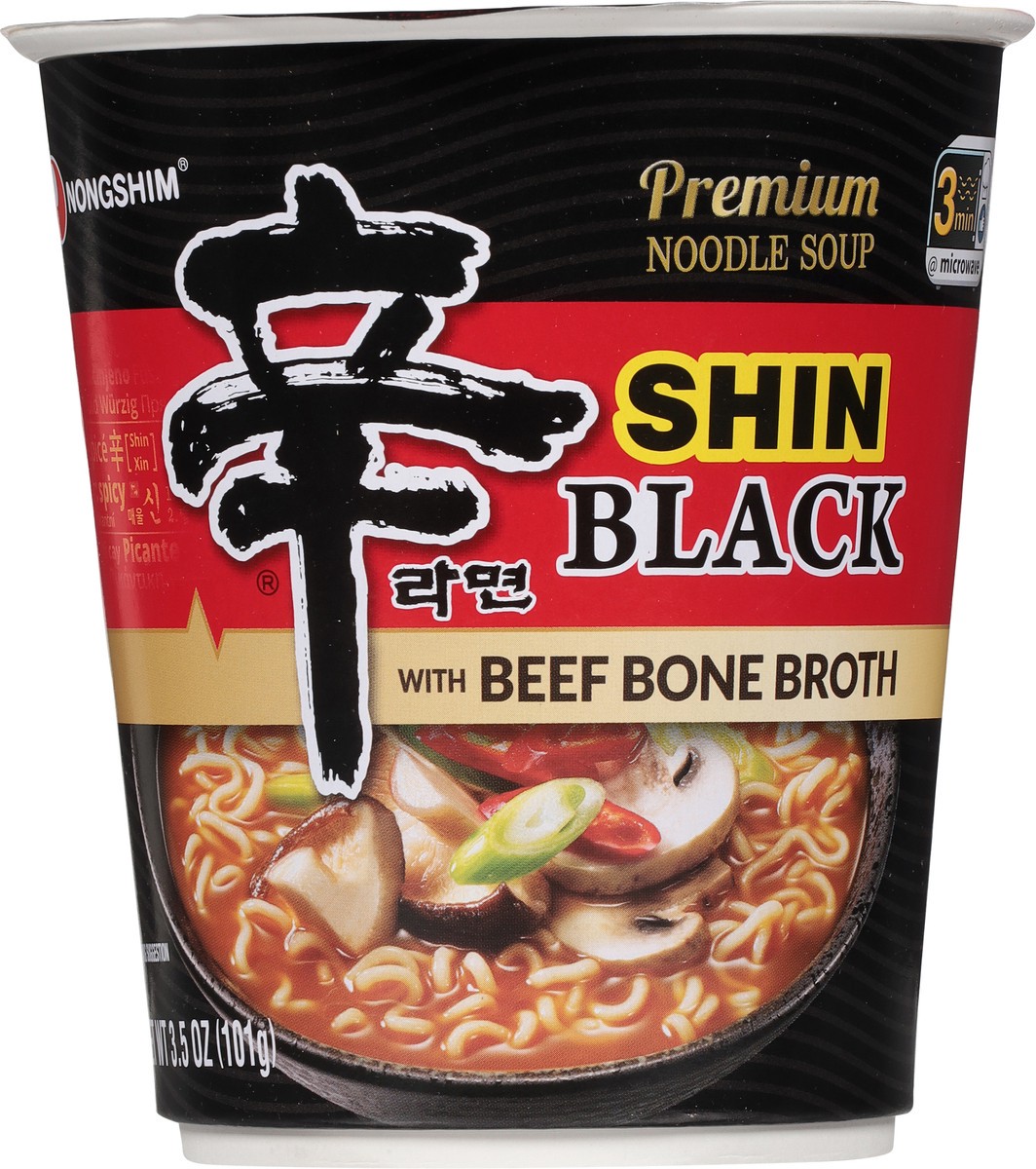 slide 3 of 9, Nongshim Premium Shin Black Noodle Soup with Beef Bone Broth 3.5 oz, 3.5 oz