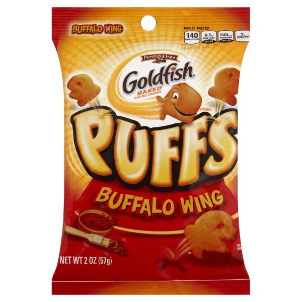 slide 1 of 1, Goldfish Puffs Buffalo Wing Baked Snack Crackers, 2 oz