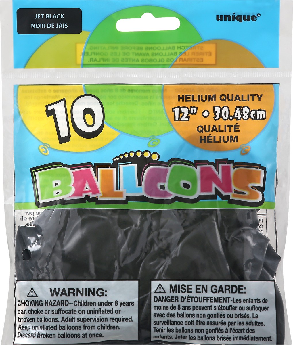 slide 5 of 6, Unique Industries Black Balloons, 10 ct; 12 in