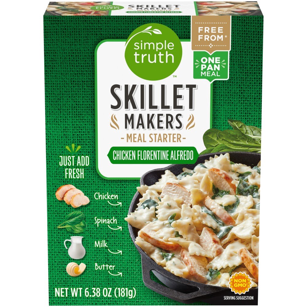 slide 3 of 3, Simple Truth Skillet Makers Chicken Florentine Alfredo Meal Starter, 6.38 oz