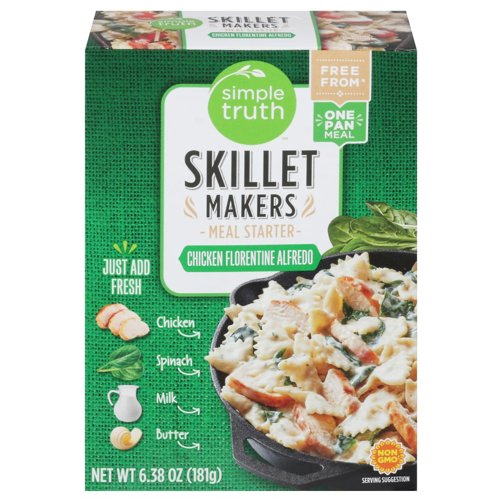 slide 1 of 3, Simple Truth Skillet Makers Chicken Florentine Alfredo Meal Starter, 6.38 oz