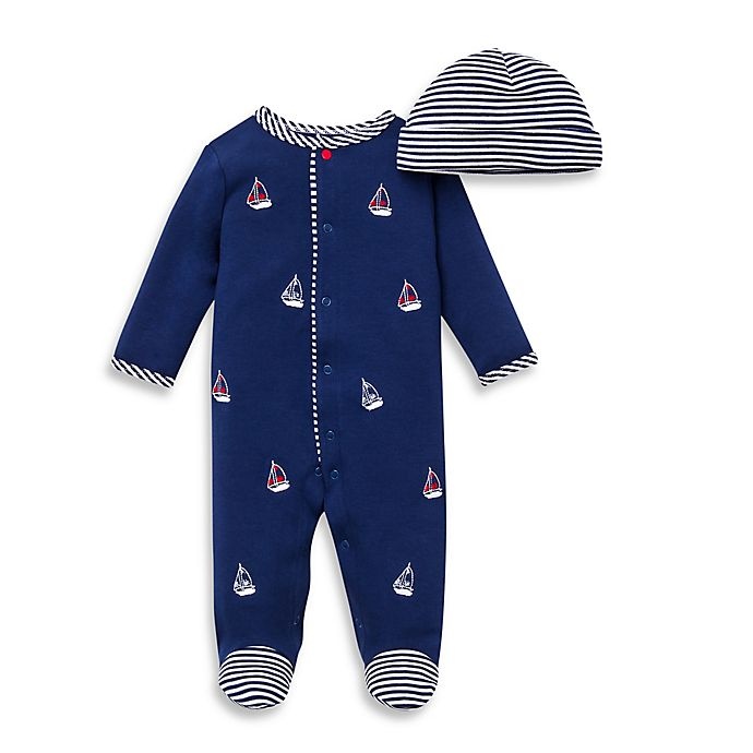 slide 1 of 1, Little Me Newborn Sailboats Footie and Hat Set, 2 ct