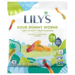 Lily's Assorted Fruit Flavored No Sugar Added Sour Gummy Worms Bag - 1.8 oz