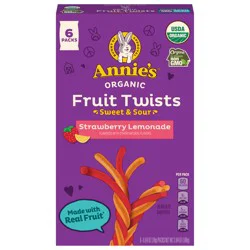 Annie's Organic Sweet and Sour Strawberry Lemonade Fruit Twists 6 Count, 3.84 OZ