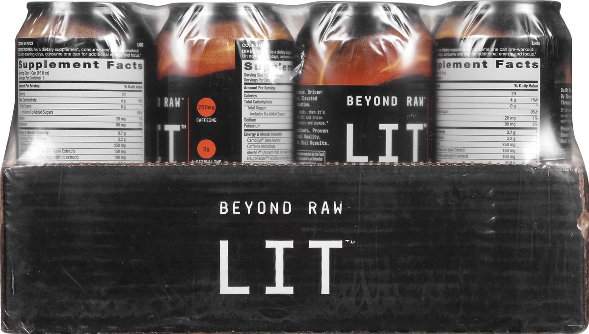 slide 8 of 11, Beyond Raw Lit Snow Cone Energy Drink 12 ea, 12 ct