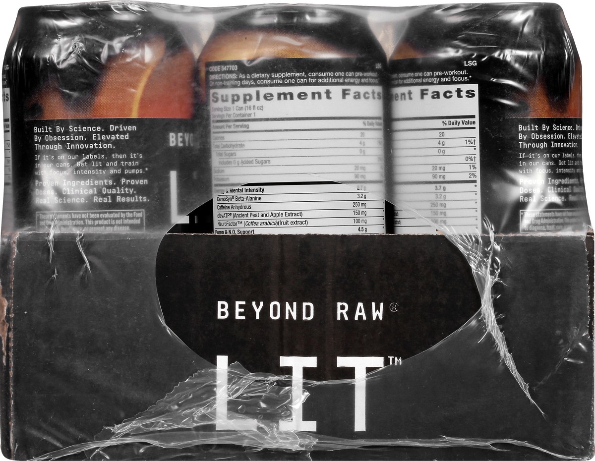 slide 9 of 11, Beyond Raw Lit Snow Cone Energy Drink 12 ea, 12 ct