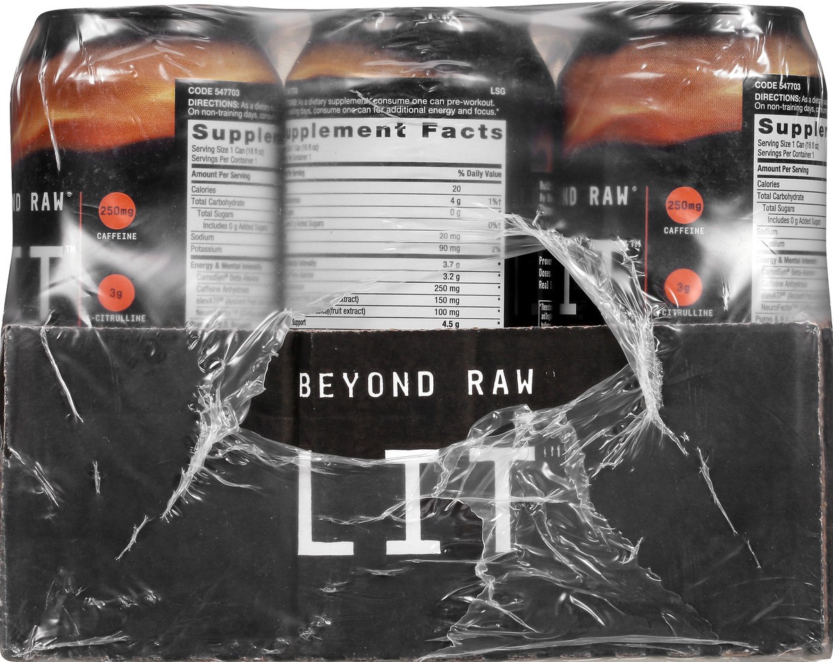 slide 10 of 11, Beyond Raw Lit Snow Cone Energy Drink 12 ea, 12 ct