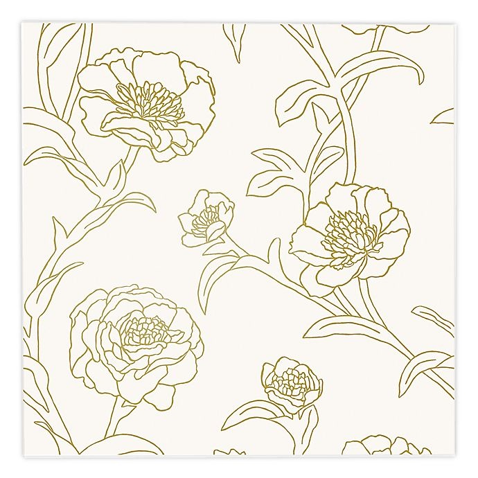 slide 1 of 2, Tempaper Peonies Removable Peel and Stick Wallpaper - Gold, 1 ct