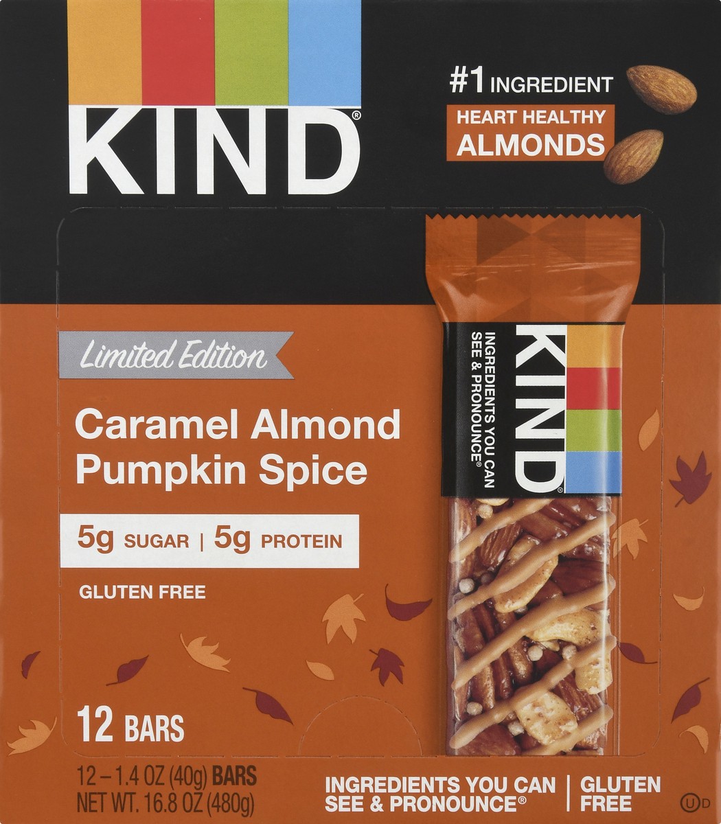 slide 2 of 14, KIND Caramel Almond Pumpkin Spice Bars 12 ea, 12 ct