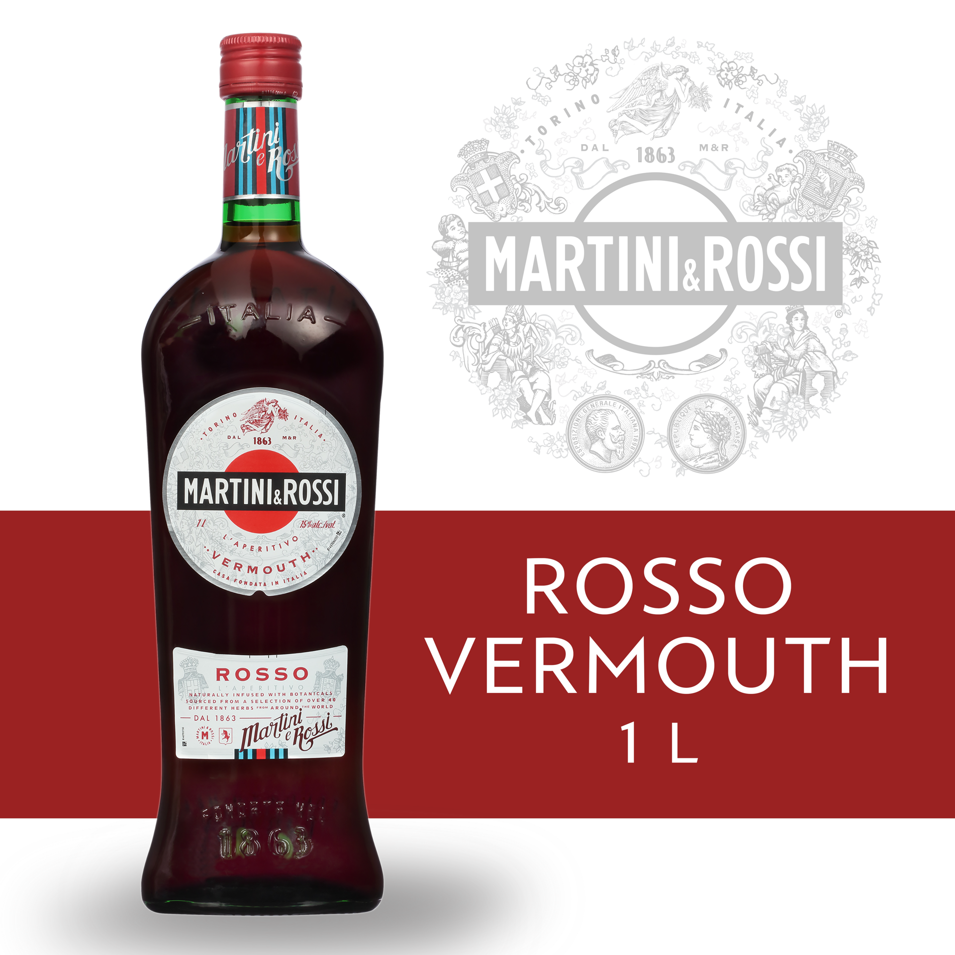 slide 1 of 5, Martini & Rossi Sweet Vermouth, 1 liter