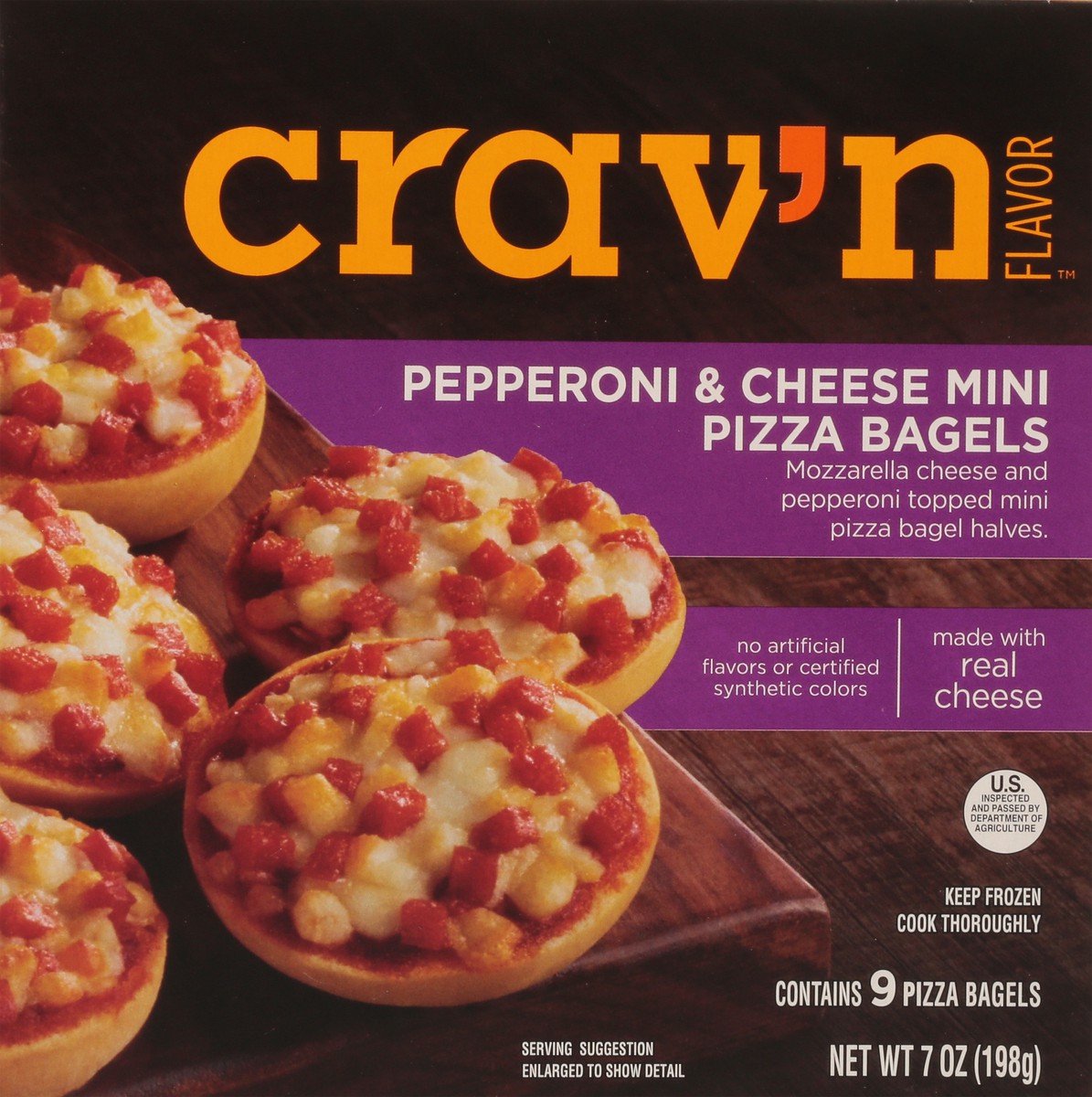 slide 9 of 10, Crav'n Flavor Pepperoni & Cheese Mini Pizza Bagels 9 Each, 9 ct