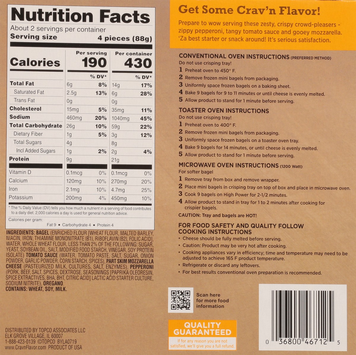 slide 10 of 10, Crav'n Flavor Pepperoni & Cheese Mini Pizza Bagels 9 Each, 9 ct