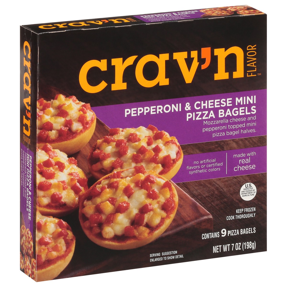 slide 6 of 10, Crav'n Flavor Pepperoni & Cheese Mini Pizza Bagels 9 Each, 9 ct
