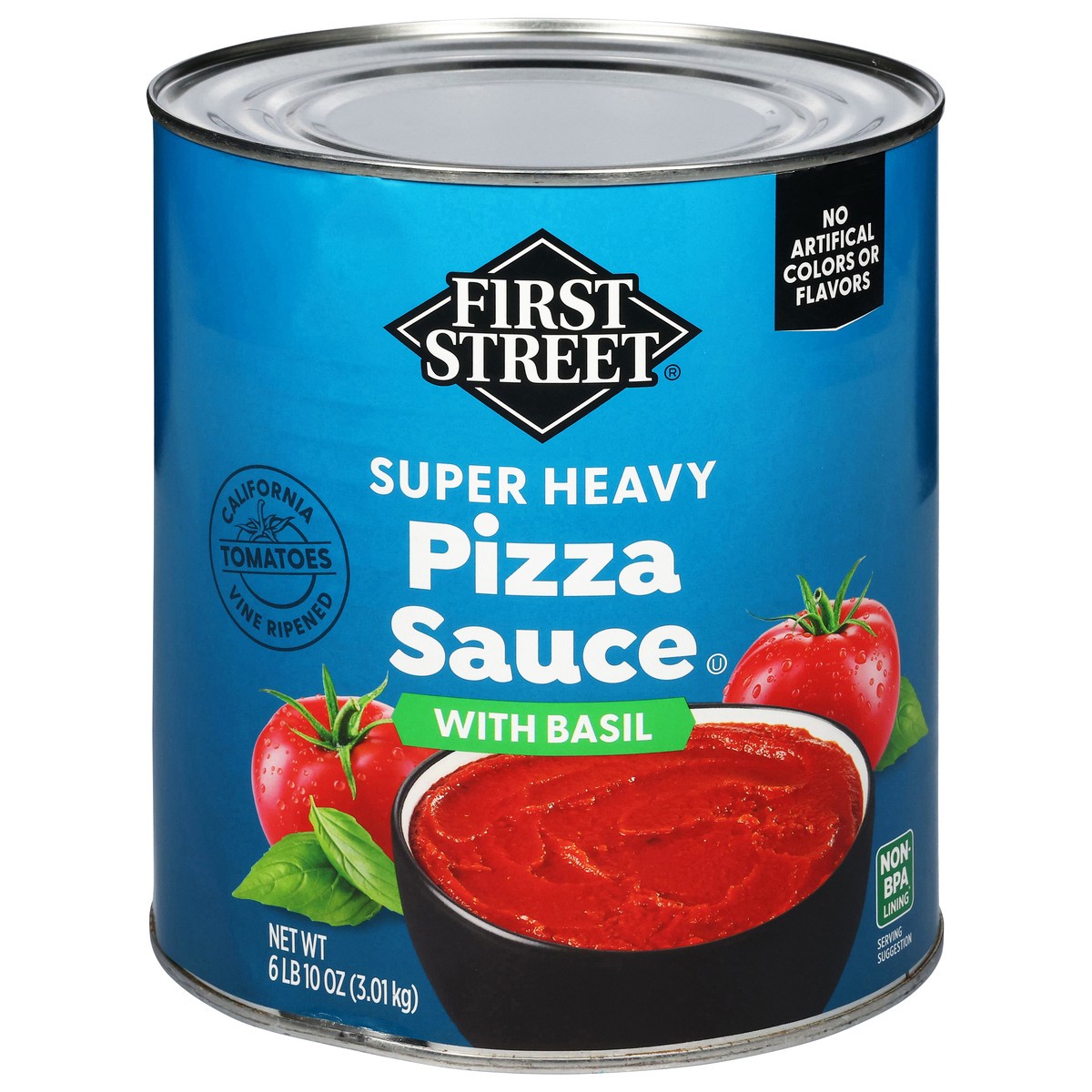 slide 1 of 4, First Street Super Heavy Pizza Sauce With Basil, 106 oz
