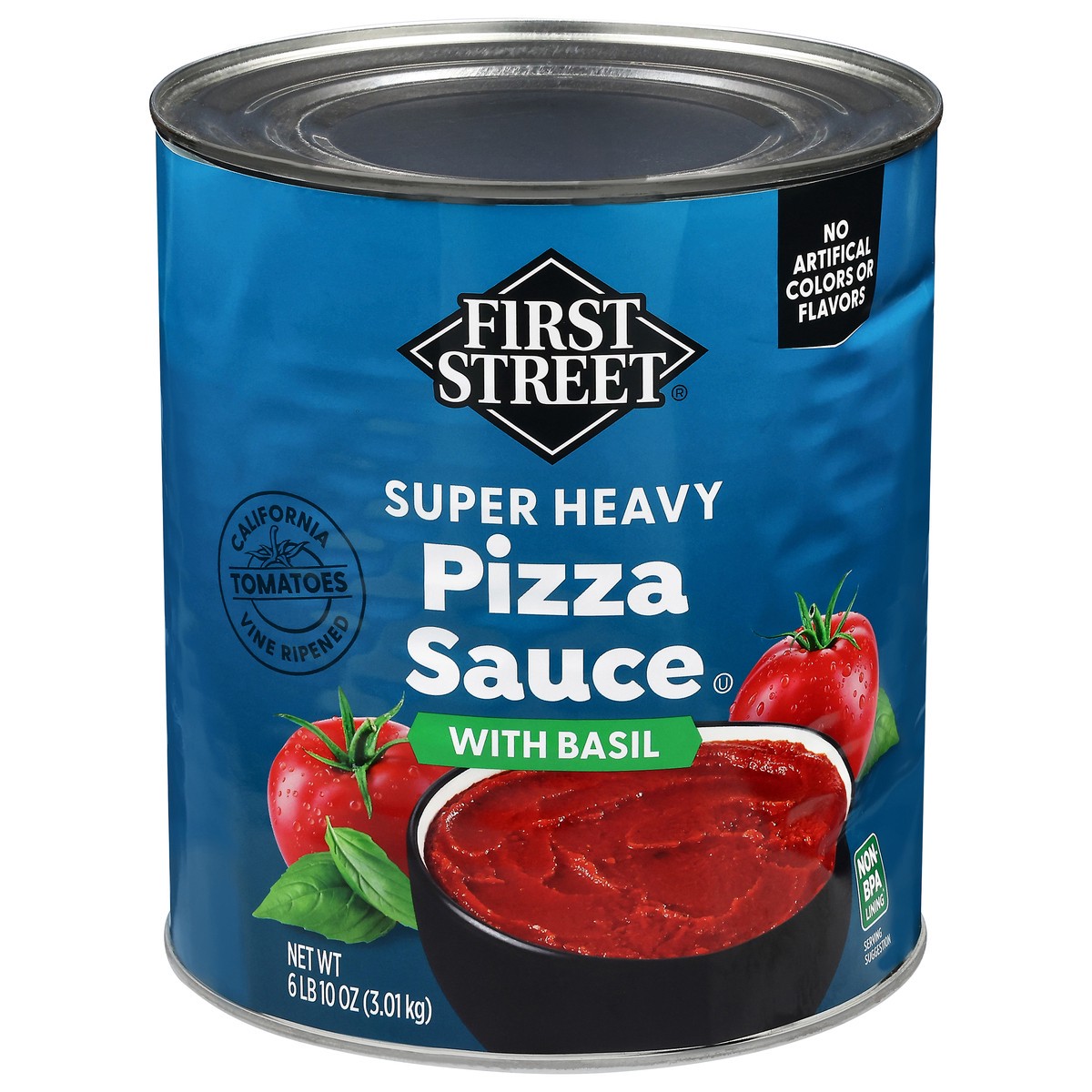 slide 1 of 4, First Street Super Heavy Pizza Sauce With Basil, 106 oz