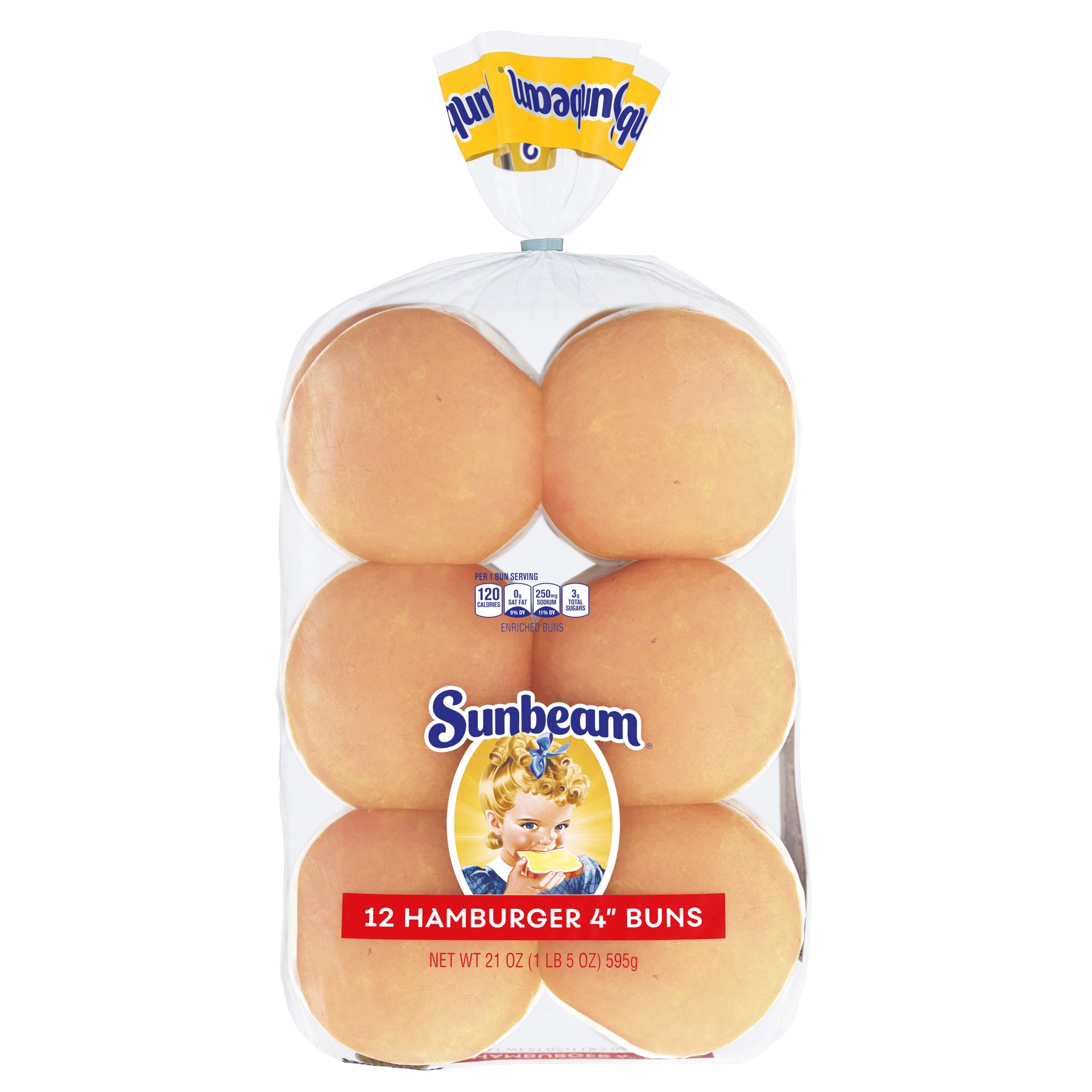 slide 5 of 5, Sunbeam White Burger Buns, 21 oz, 12 Count, 21 oz