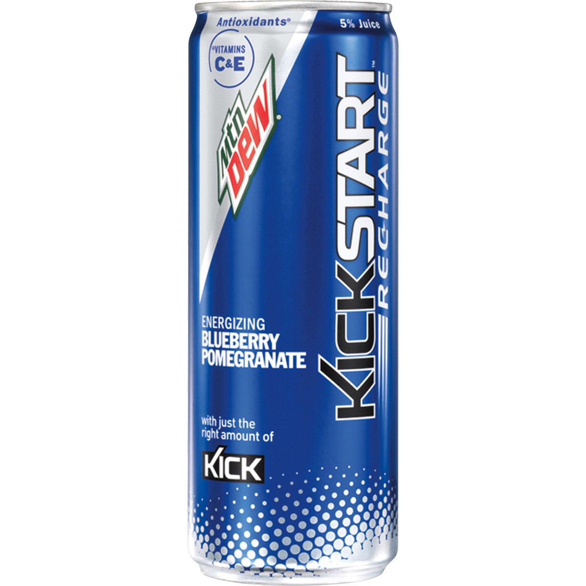 slide 4 of 7, Mountain Dew Kickstart Recharge Sparkling Juice Beverage Energizing Blueberry Pomegranate Flavored 12 Fl Oz Can, 12 oz