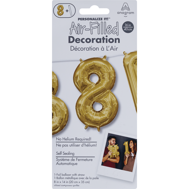 slide 1 of 1, Rainbow Balloons Air Balloon Num #7 Gold, 1 ct